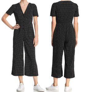 Retro Black & White Short Sleeve Polka Dot Casual Jumpsuit 4